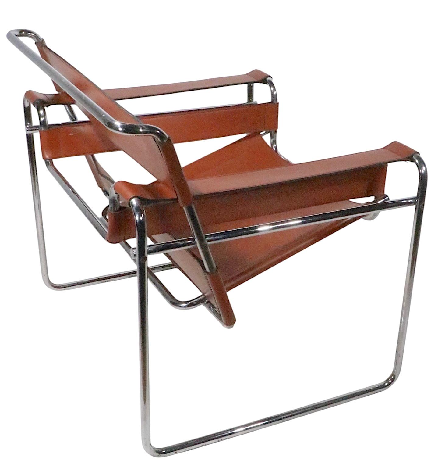 Chaise longue vintage Breuer Wassily en chrome et cuir brun c. 1960/70's Bon état - En vente à New York, NY