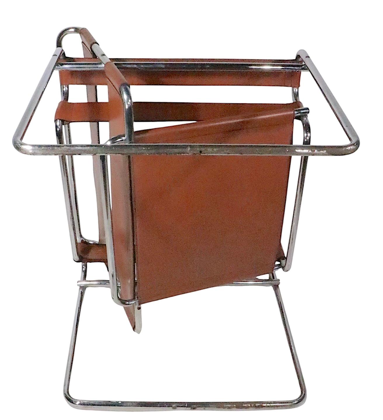 Chaise longue vintage Breuer Wassily en chrome et cuir brun c. 1960/70's en vente 2