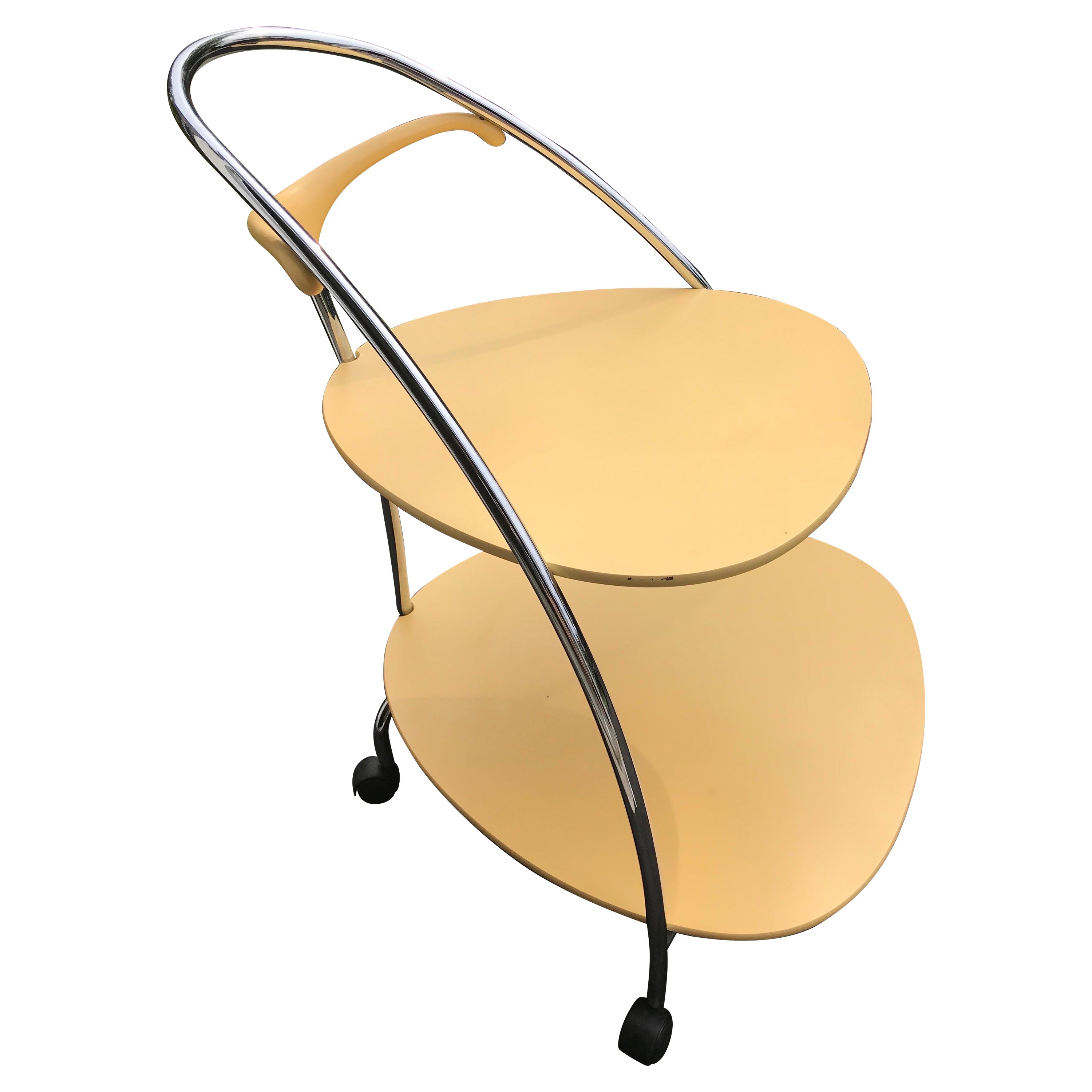 Vintage BRF Italy Modern Rolling Bar Cart For Sale