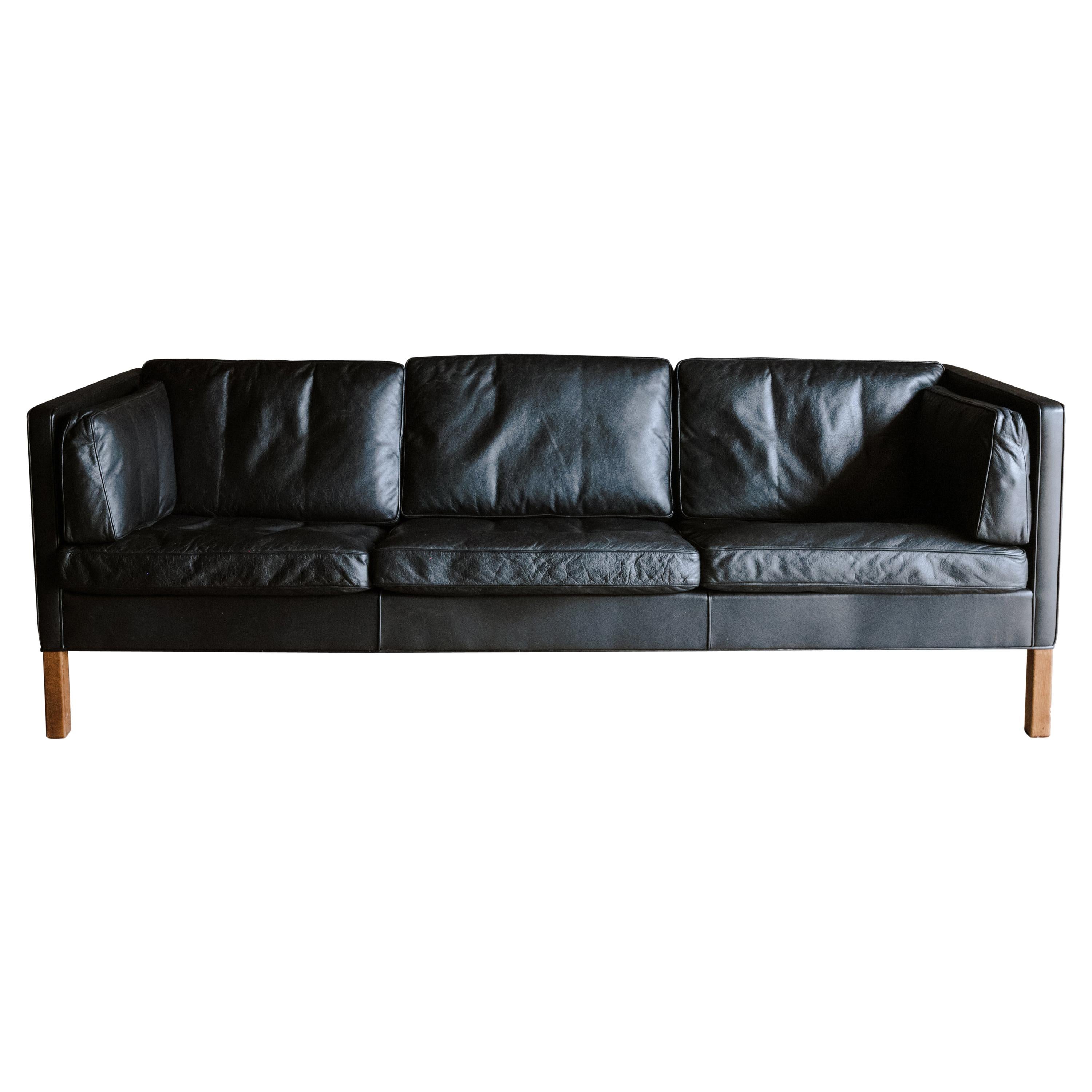 Vintage Børge Mogensen Lether Sofa from Denmark, Circa 1970