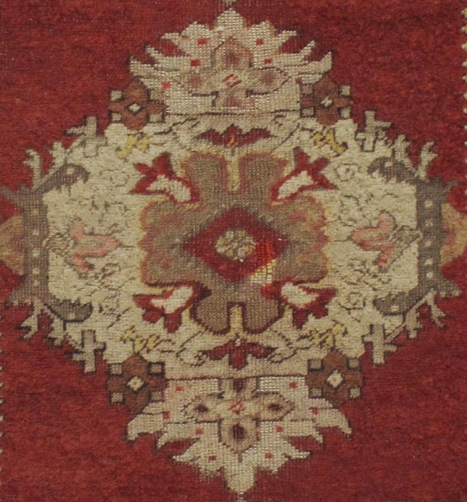 Vintage Brick Red Turkish Oushak Area Rug  3' x 5'8 In Good Condition For Sale In New York, NY