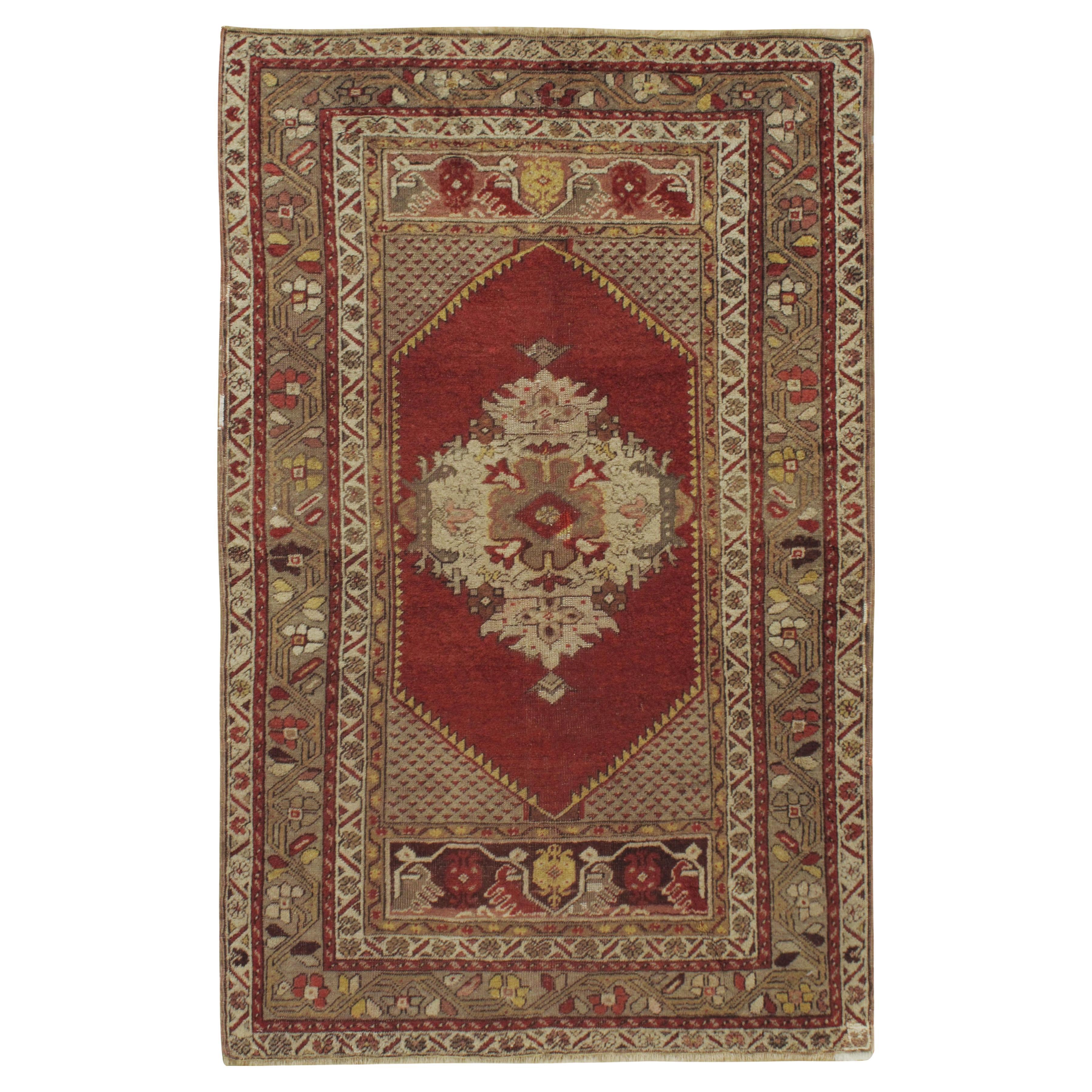 Vintage Brick Red Turkish Oushak Area Rug  3' x 5'8 For Sale