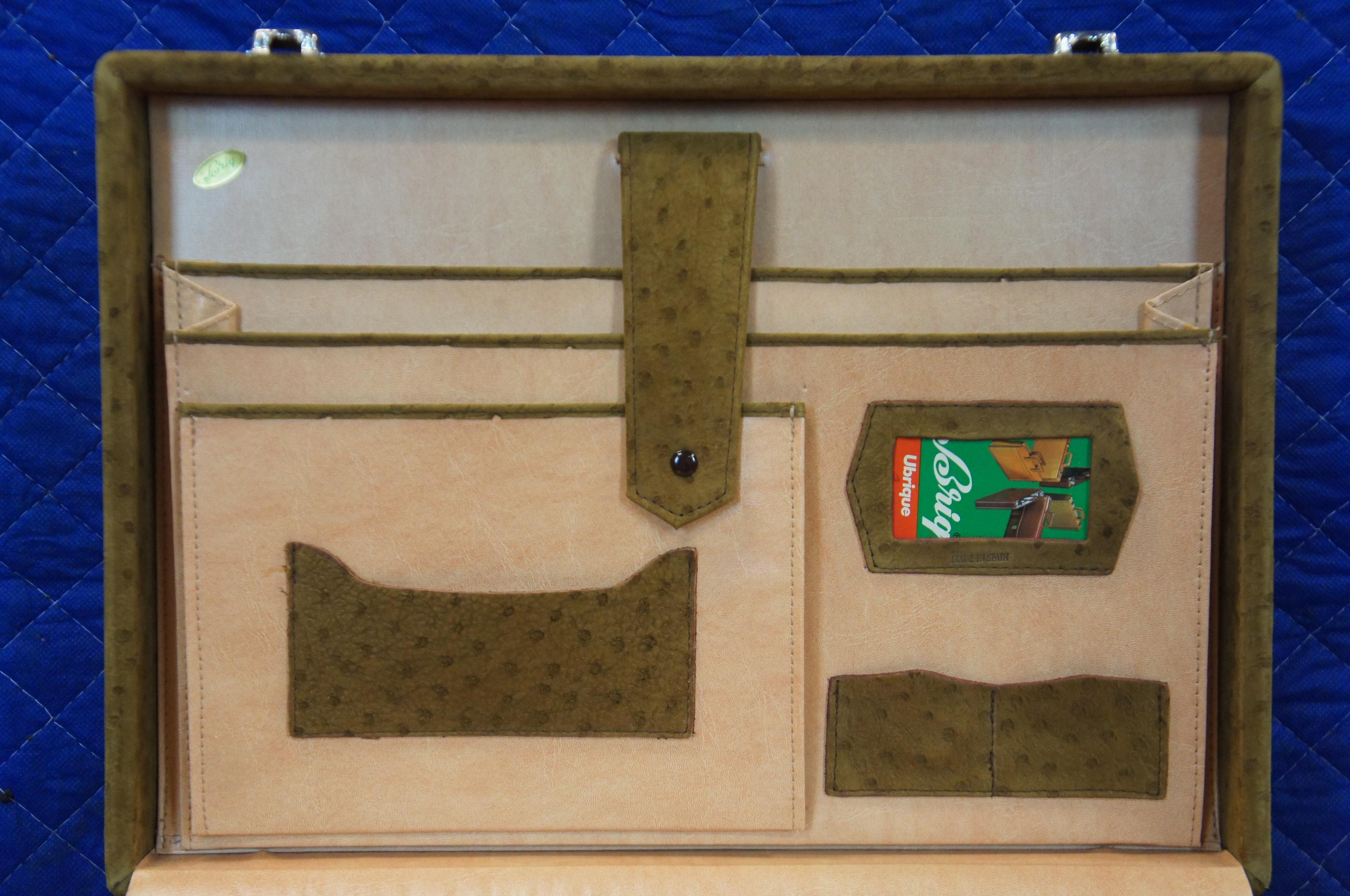 Vintage Brig Ubrique Ostrich Leather Luggage Lawyers Briefcase Attache Spain 3