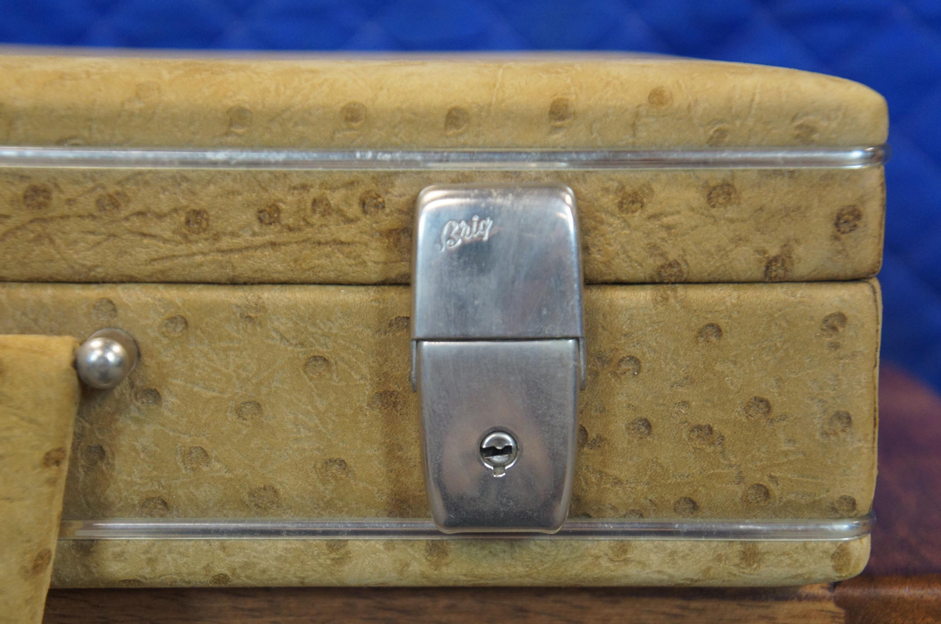 20th Century Vintage Brig Ubrique Ostrich Leather Luggage Lawyers Briefcase Attache Spain