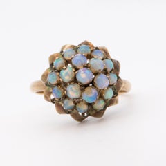 Vintage Bright Australian Opal High Dome Ring 14K Gold R6716