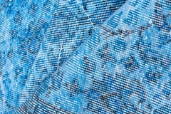 Vintage Bright Blue Overdyed Wool Rug