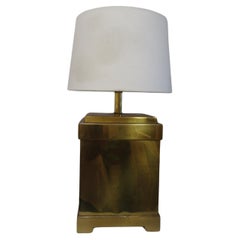 Vintage Bright Brass Cube Remington Table Lamp from Hong Kong