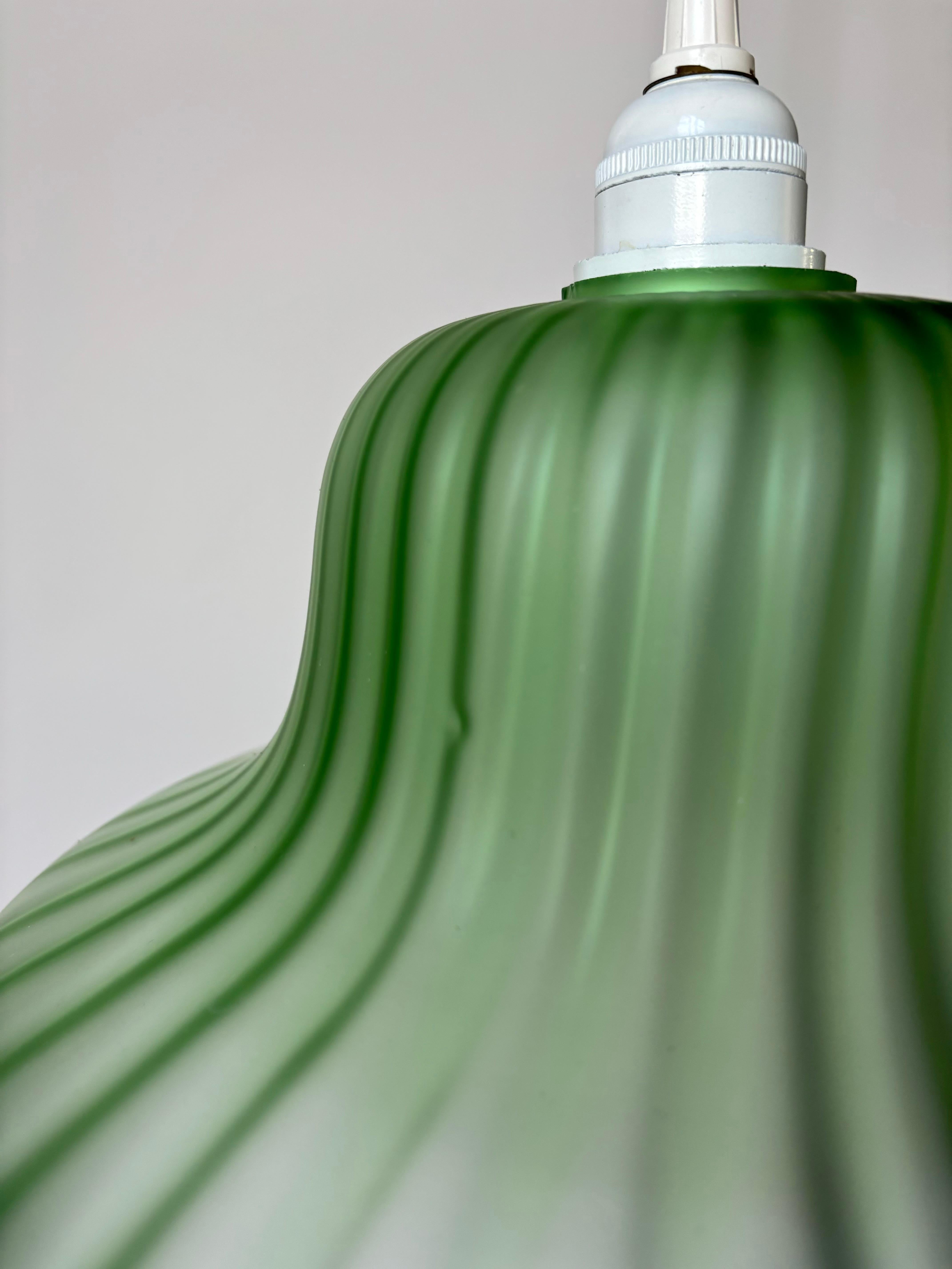 Vintage Bright Green Blown Art Glass Ceiling Light For Sale 4
