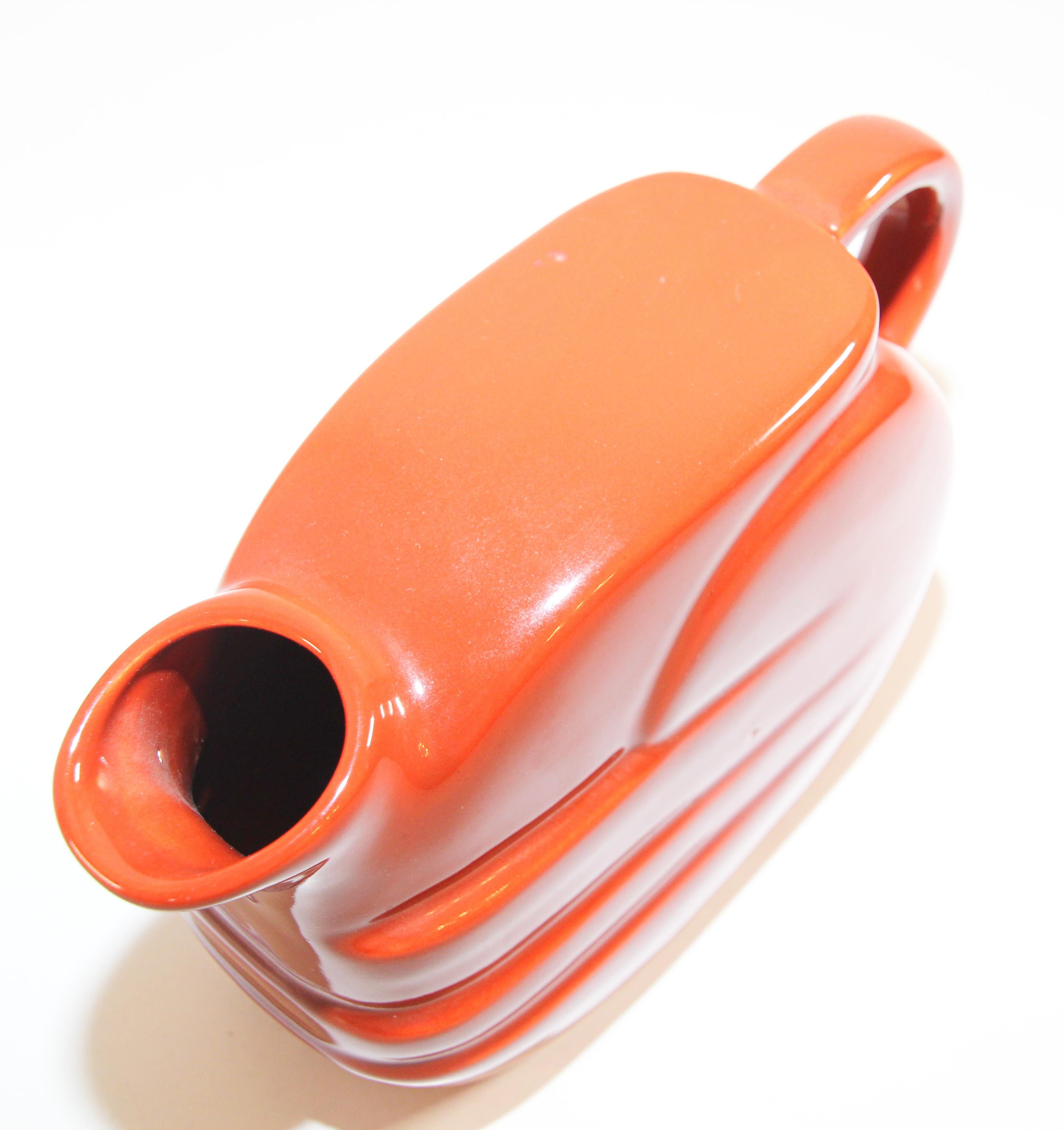 Italian Vintage Retro Barware Bright Orange Pitcher by Joseph Magnin Italy, 1960s For Sale