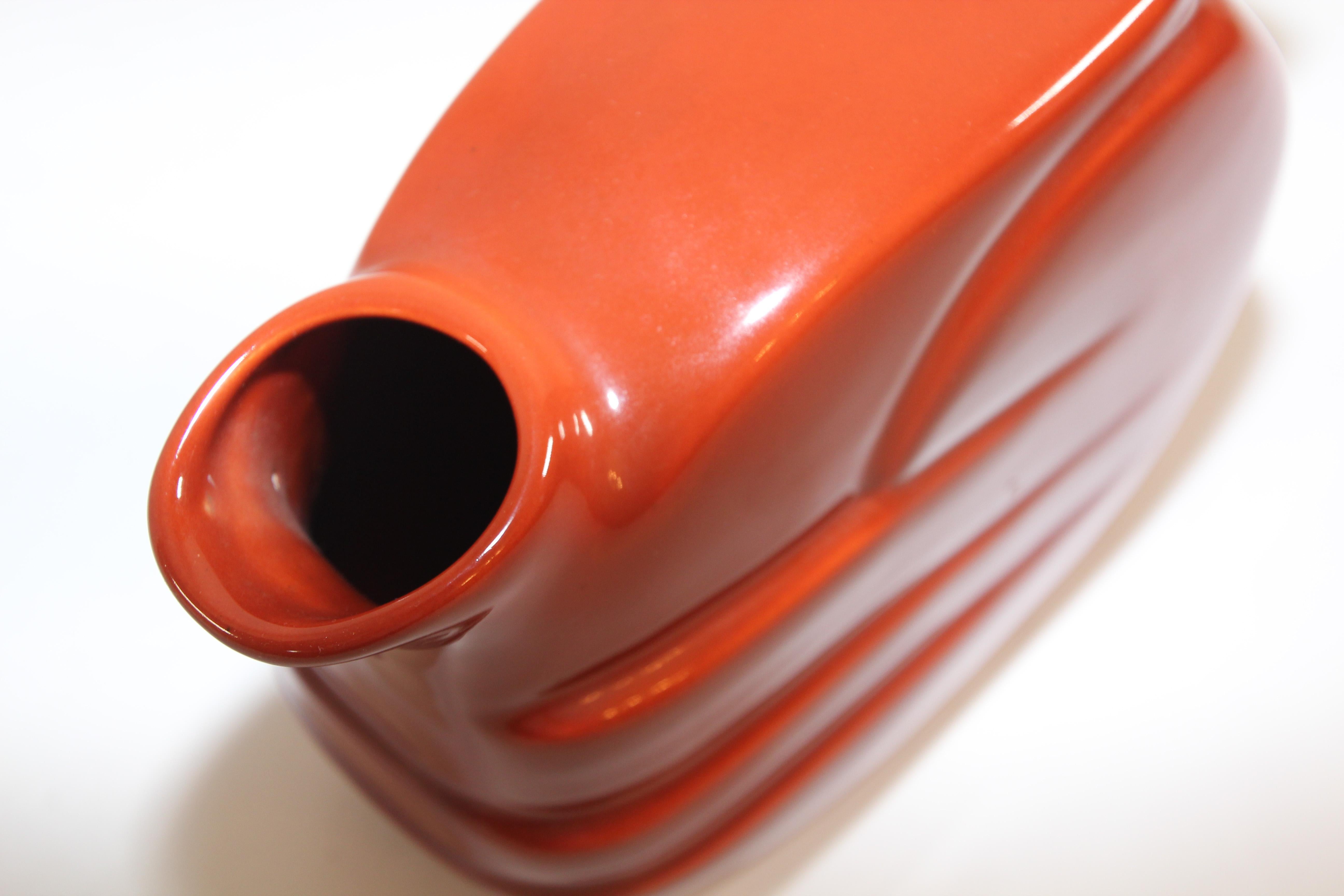 Glazed Vintage Retro Barware Bright Orange Pitcher by Joseph Magnin Italy, 1960s For Sale