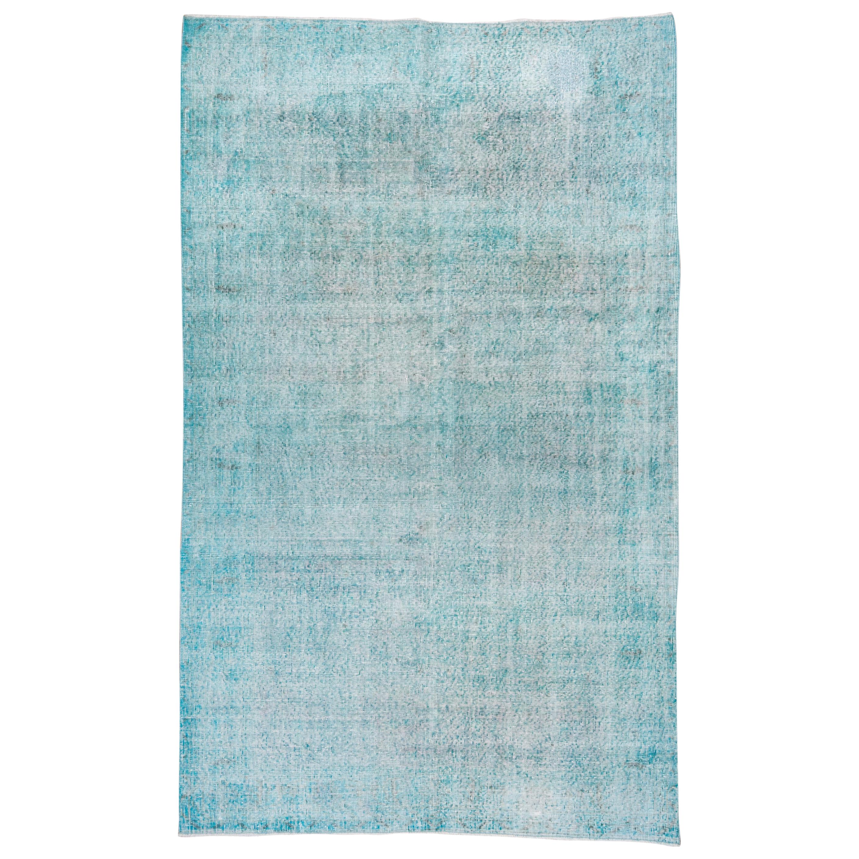 Vintage Blue Overdyed Sparta Wool Rug, Shabby Chic, Bright Blue For
