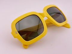 Vintage Bright Yellow Square Sunglasses 1960s Made In France
