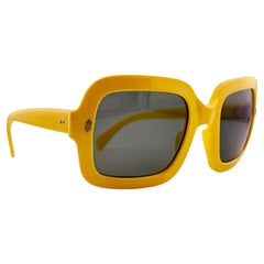 Vintage Bright Yellow Square Sunglasses 1960s Made In France