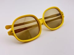 Vintage Bright Yellow Square Sunglasses Midcentury 1960s Made In France