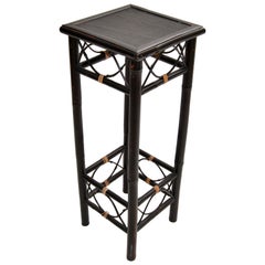 Vintage Brighton Chinoiserie Mesa auxiliar o auxiliar de bambú y ratán, Columna 1970