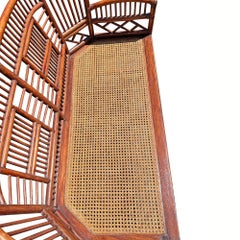 Vintage Brighton Pavilion Bench in Cane Bamboo Rattan Chinoiserie Style