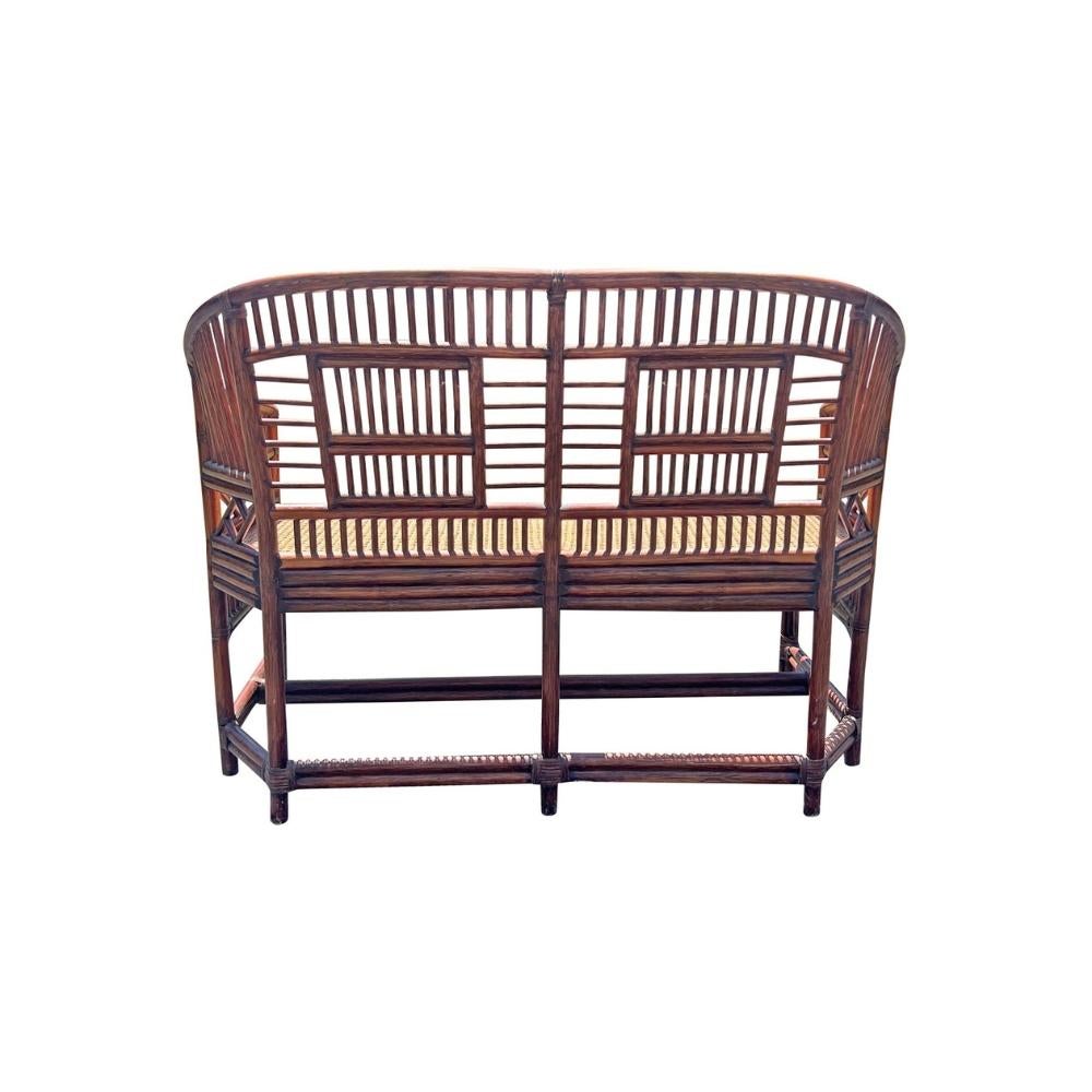 Chinoiseries Vintage Brighton Pavilion Bench in Cane Bamboo Rattan Chinoiserie Style en vente