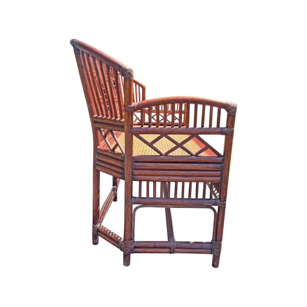 Vintage Brighton Pavilion Bench in Cane Bamboo Rattan Chinoiserie Style Bon état - En vente à Saddle River, NJ