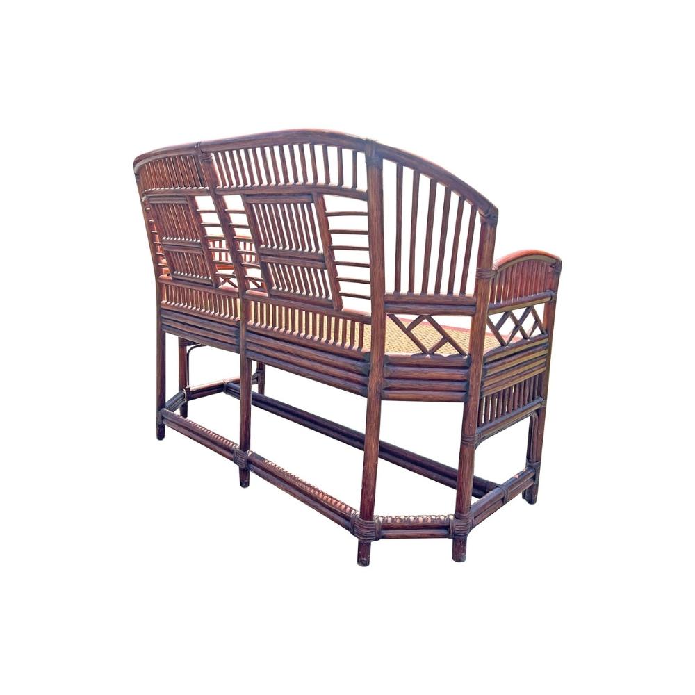 Vintage Brighton Pavilion Bench in Cane Bamboo Rattan Chinoiserie Style en vente 1
