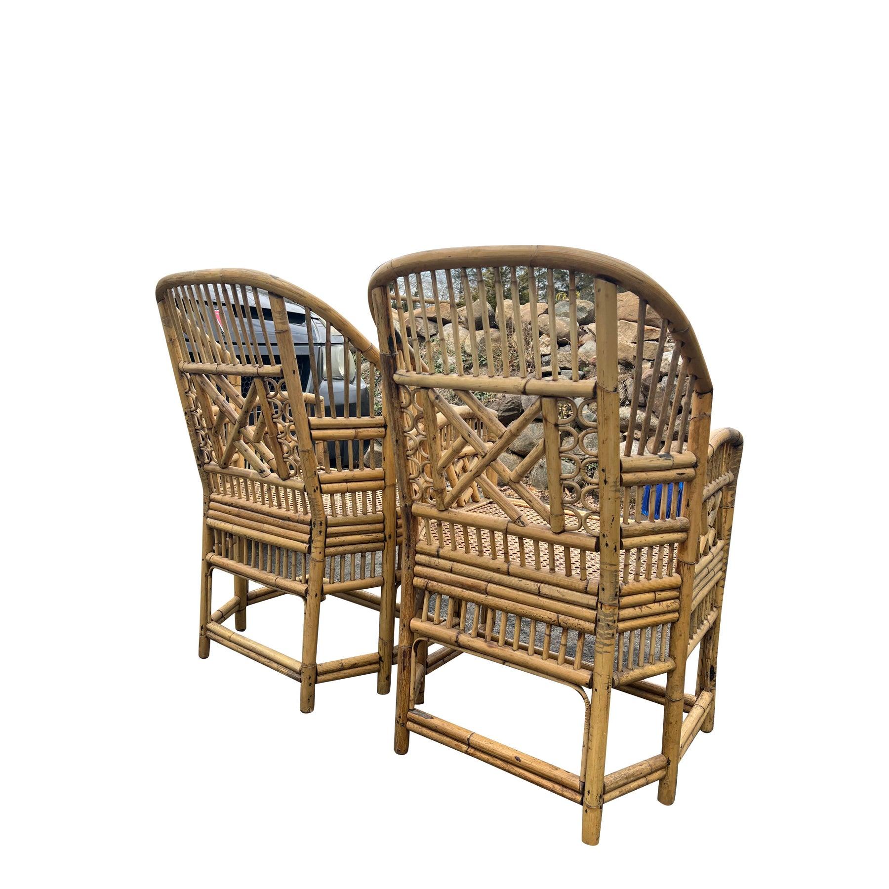 Late 20th Century Vintage Brighton Pavilion Chairs in Bamboo and Cane Coastal Style- A Pair For Sale