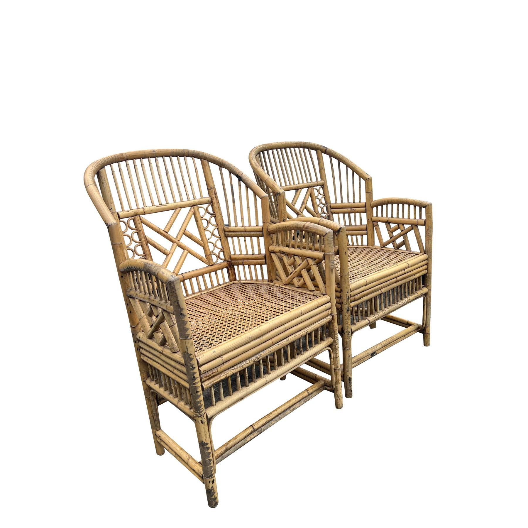 Vintage Brighton Pavilion Chairs in Bamboo and Cane Coastal Style- A Pair For Sale 2