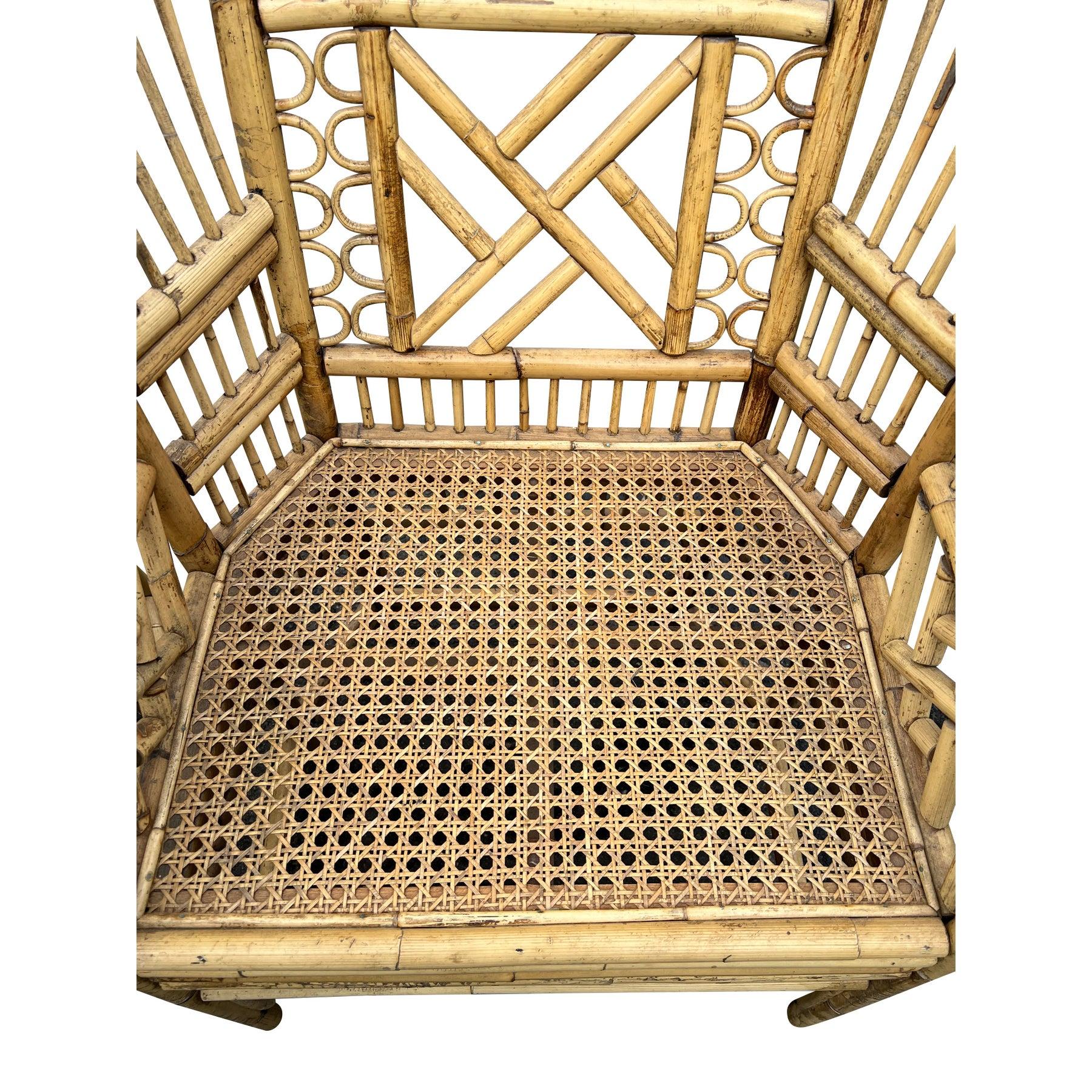 Vintage Brighton Pavilion Chairs in Bamboo and Cane Coastal Style- A Pair For Sale 4