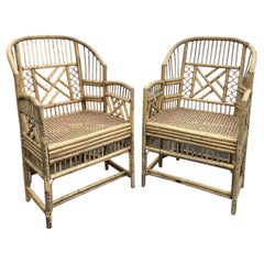 Vintage Brighton Pavilion Chairs in Bamboo and Cane Coastal Style- A Pair