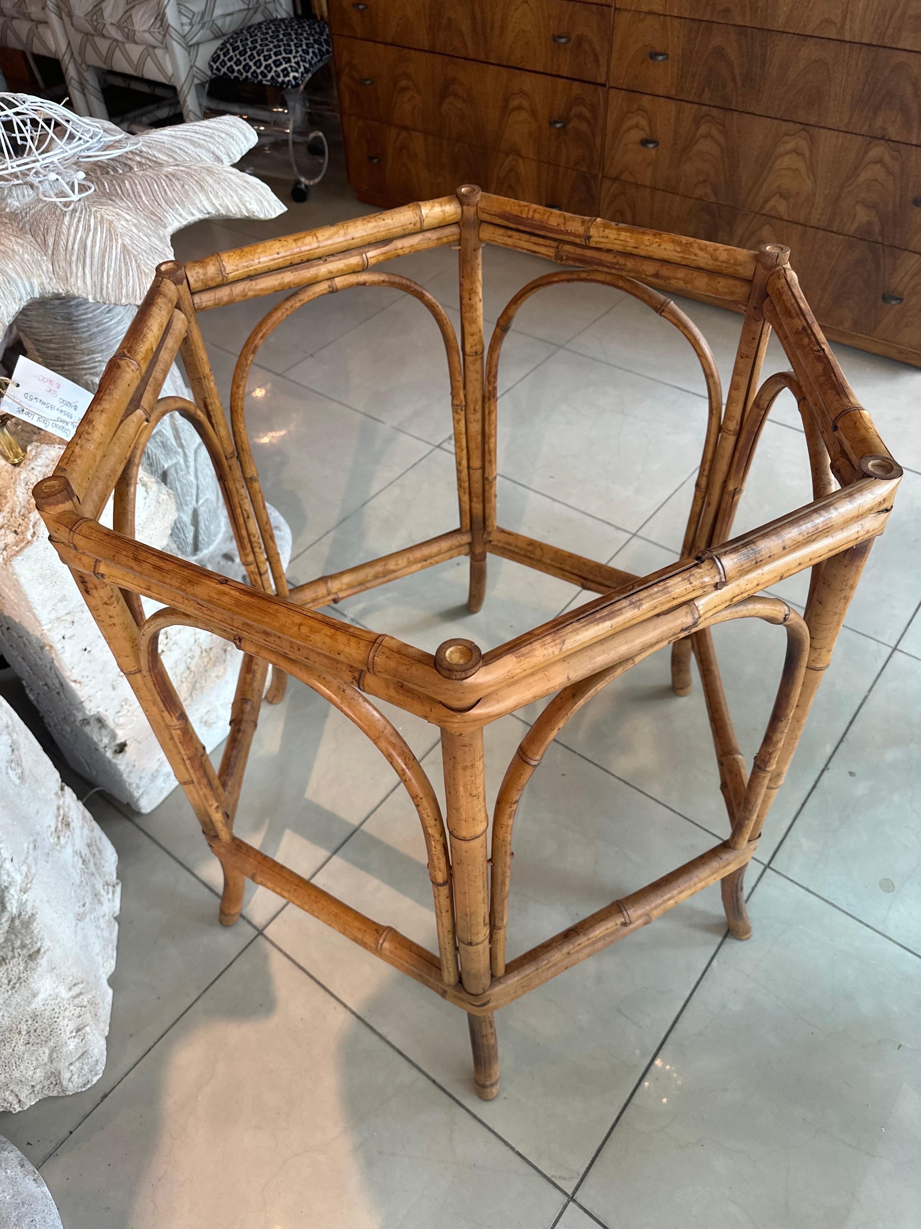 Hollywood Regency Vintage Brighton Pavilion Style Rattan Dining or Game Table Base For Sale