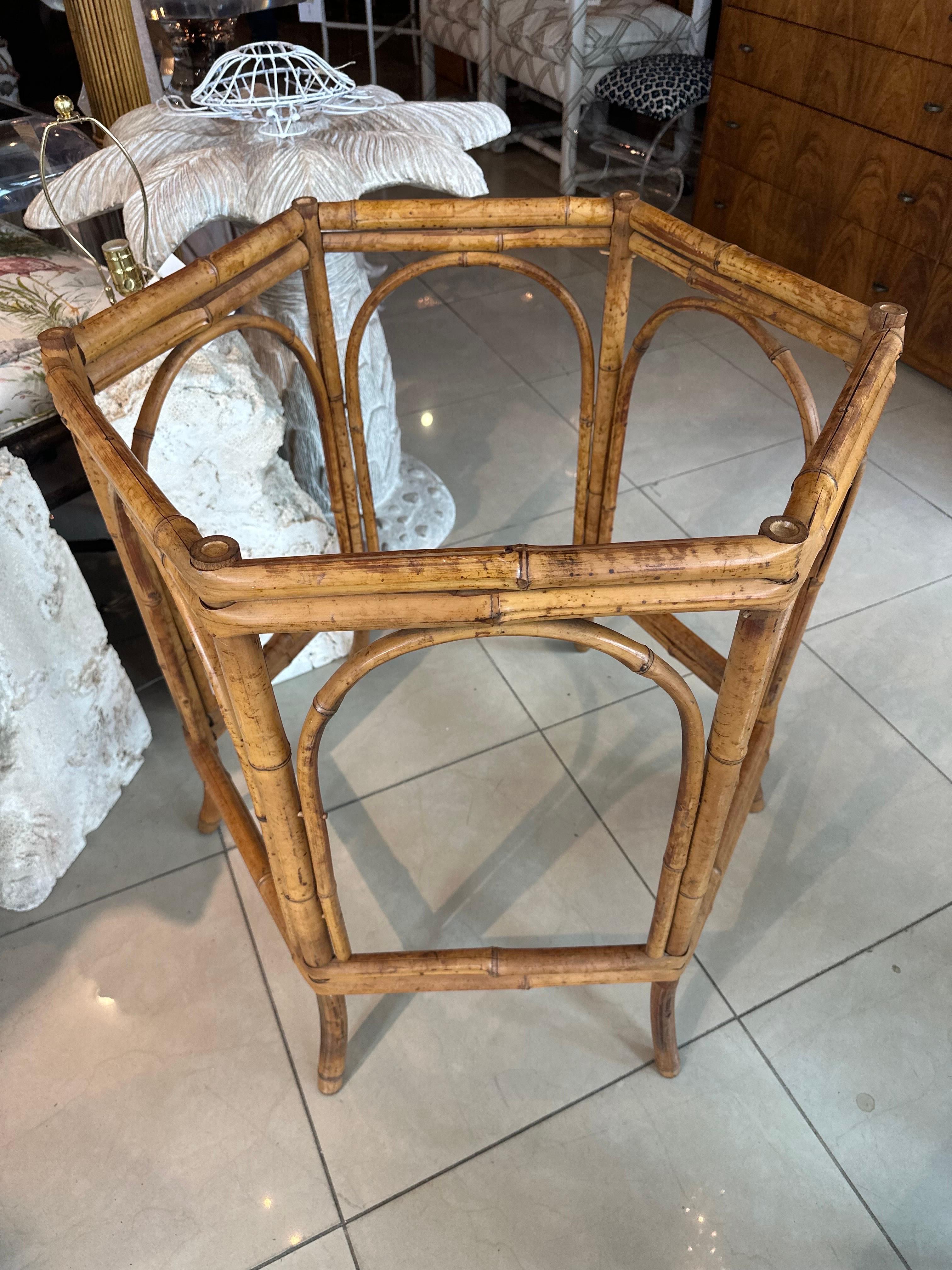 Vintage Brighton Pavilion Style Rattan Dining or Game Table Base For Sale 1