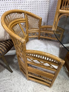 Vintage Brighton Pavilion Style Rattan Dining Set With Glass Table & 4 Chairs