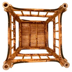 Vintage Brighton Pavillion Style Scorched Bamboo Pedestal / Plant Stand