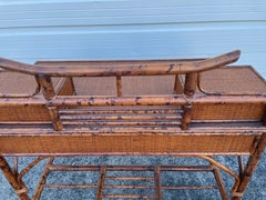 Vintage Brighton Pavilion Pagoda Desk and Chair, Burnt Bamboo, 1980s