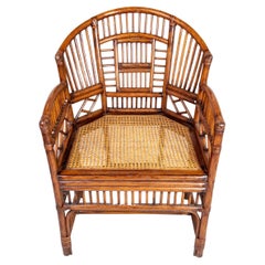 Vieille chaise Chippendale en bambou gaufré de Brighton avec sièges en rotin