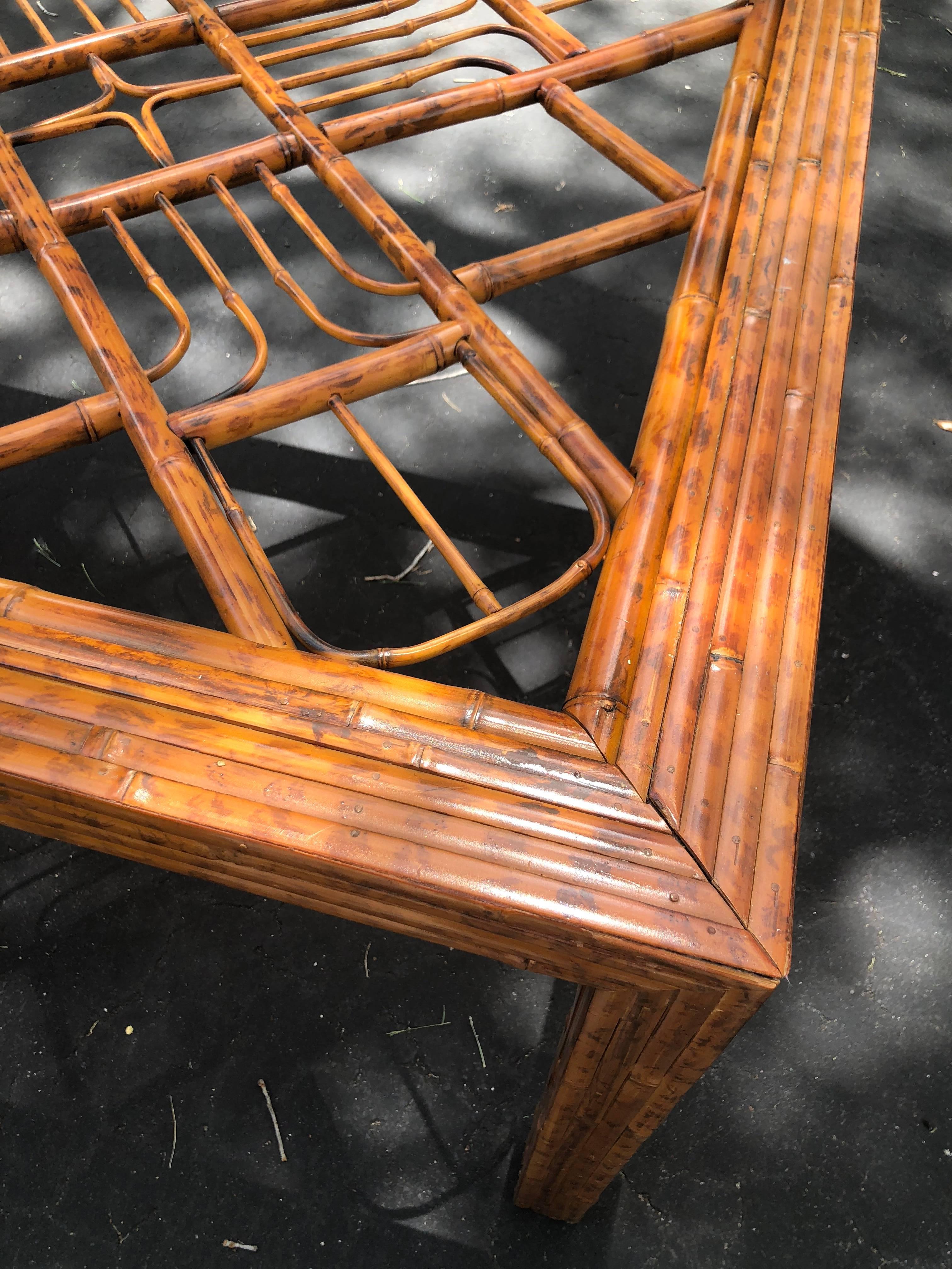 Vintage Brighton Style Burnt Bamboo and Rattan Dining Table 3