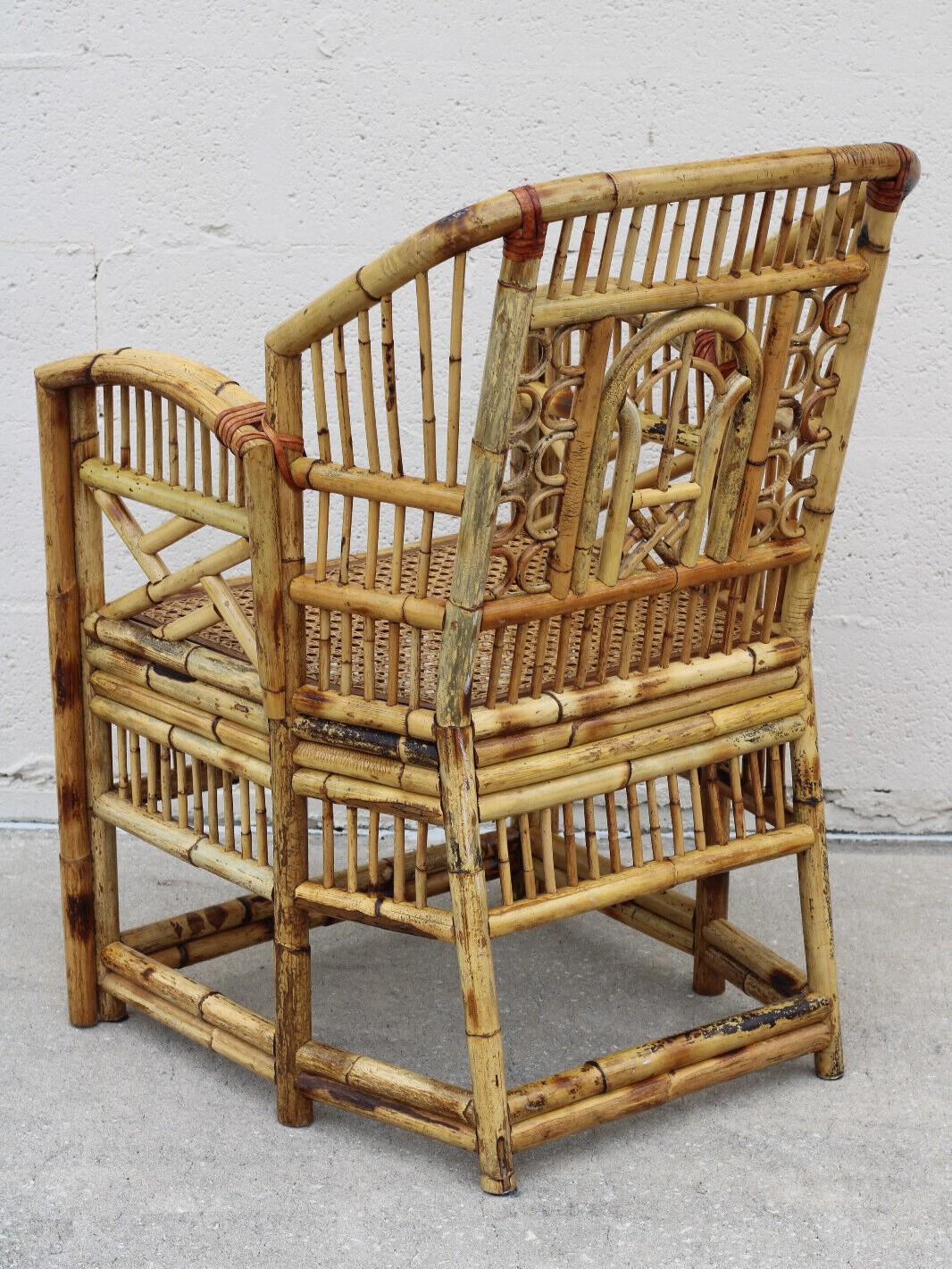 Vintage Brighton Style Chinese Chippendale Bamboo Arm Chair 5