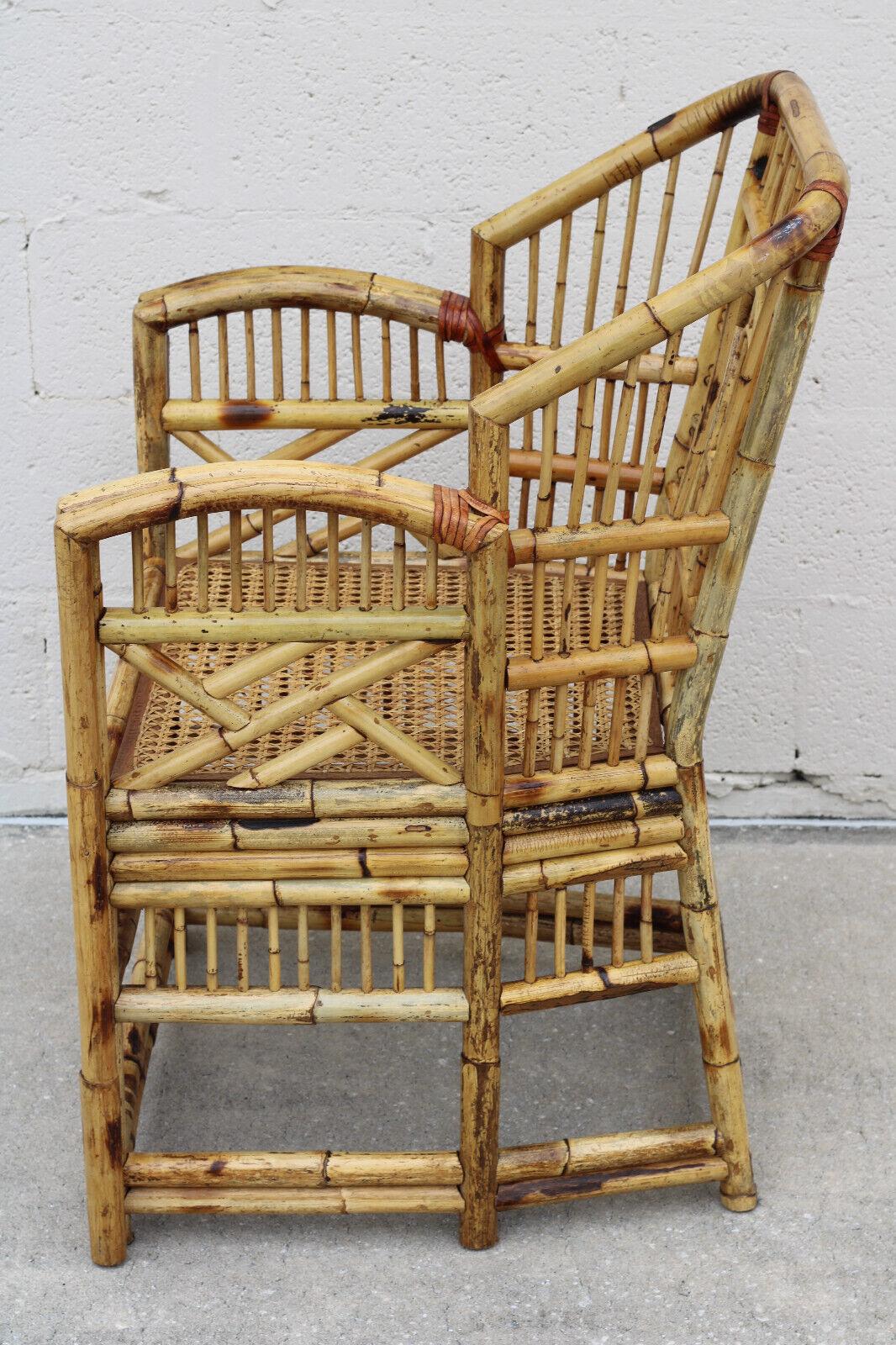 Vintage Brighton Style Chinese Chippendale Bamboo Arm Chair 7