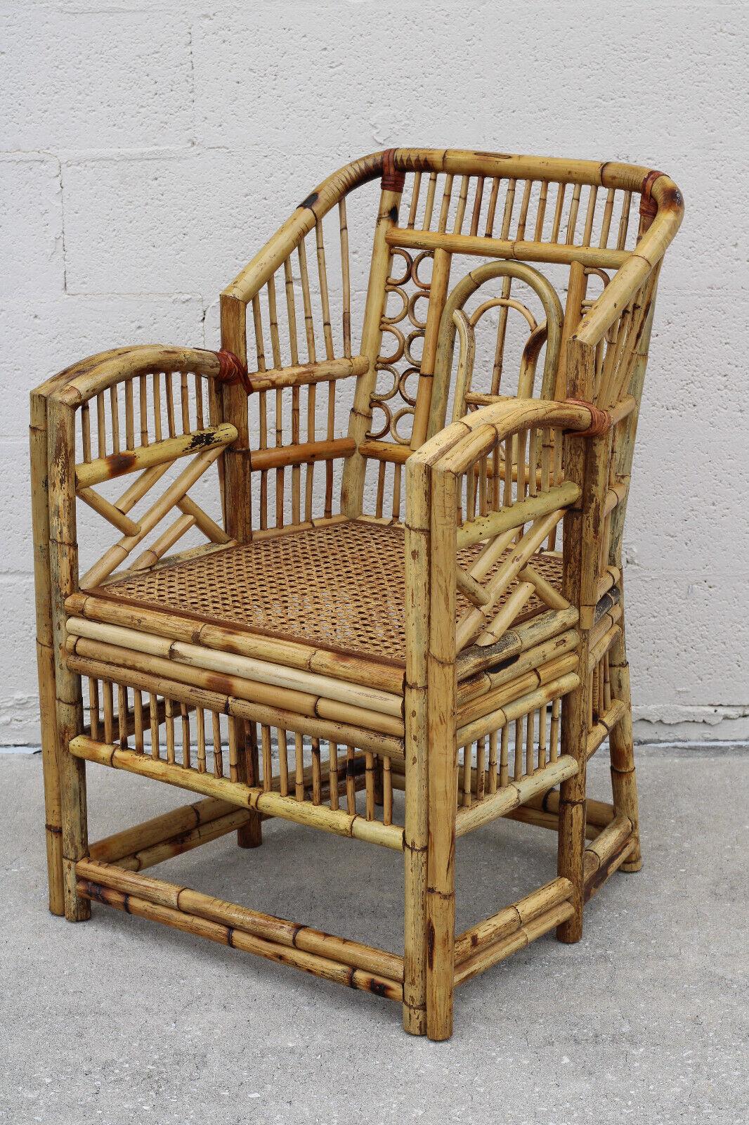 Vintage Brighton Style Chinese Chippendale Bamboo Arm Chair 8