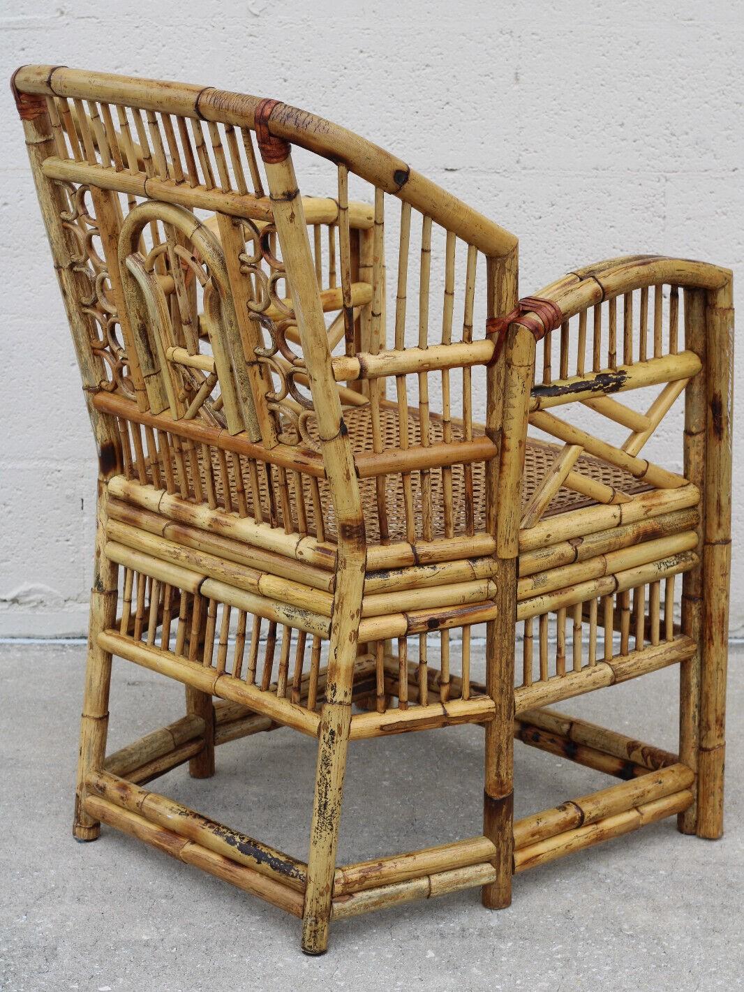 Vintage Brighton Style Chinese Chippendale Bamboo Arm Chair 1