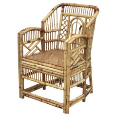 Vintage Brighton Style Chinese Chippendale Bamboo Arm Chair