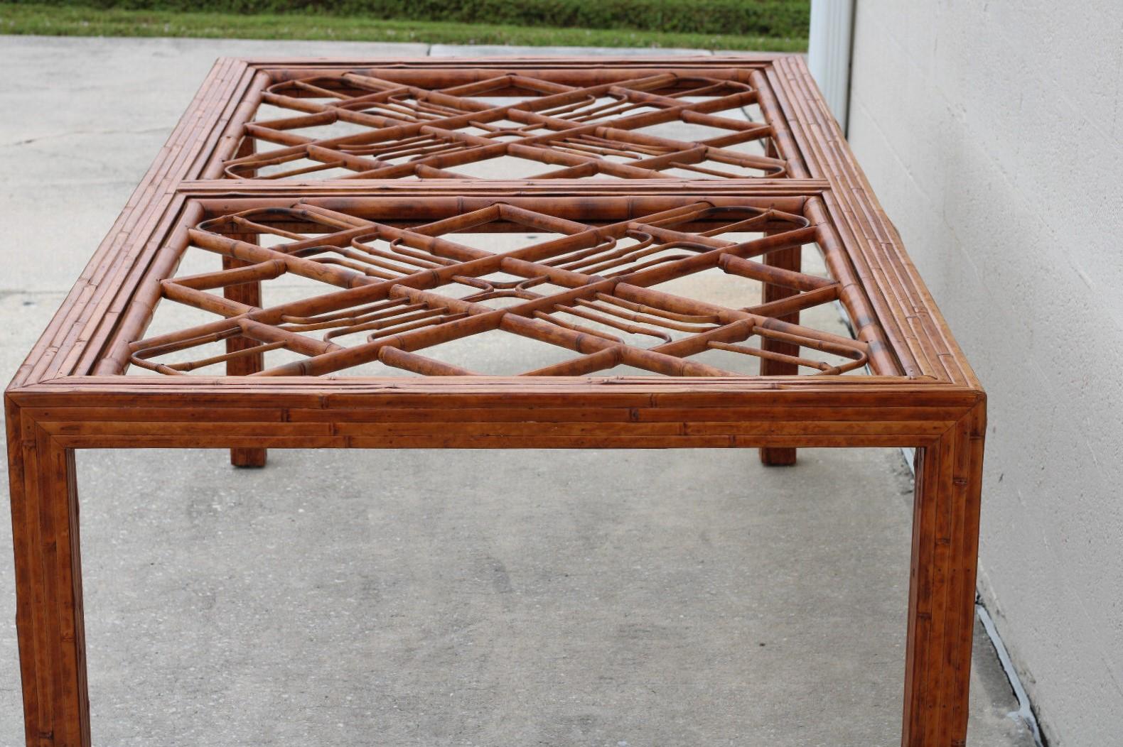 Vintage Brighton Style Tortoiseshell Bamboo Dining Table For Sale 5