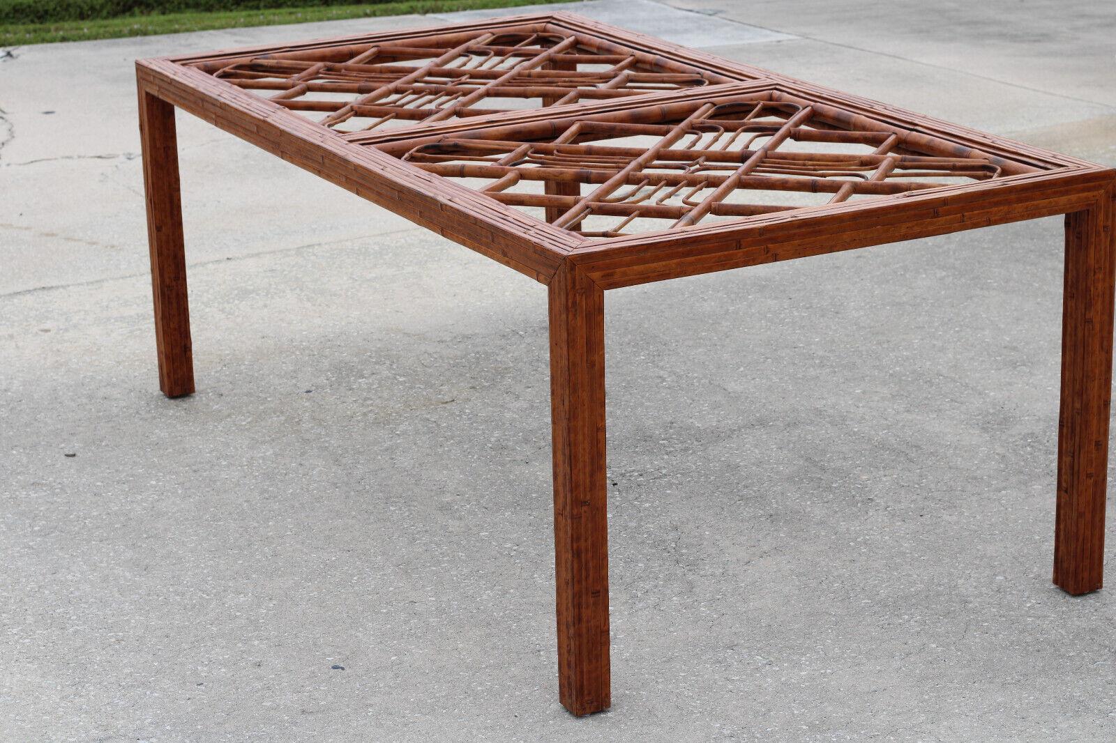 Vintage Brighton Style Tortoiseshell Bamboo Dining Table For Sale 8