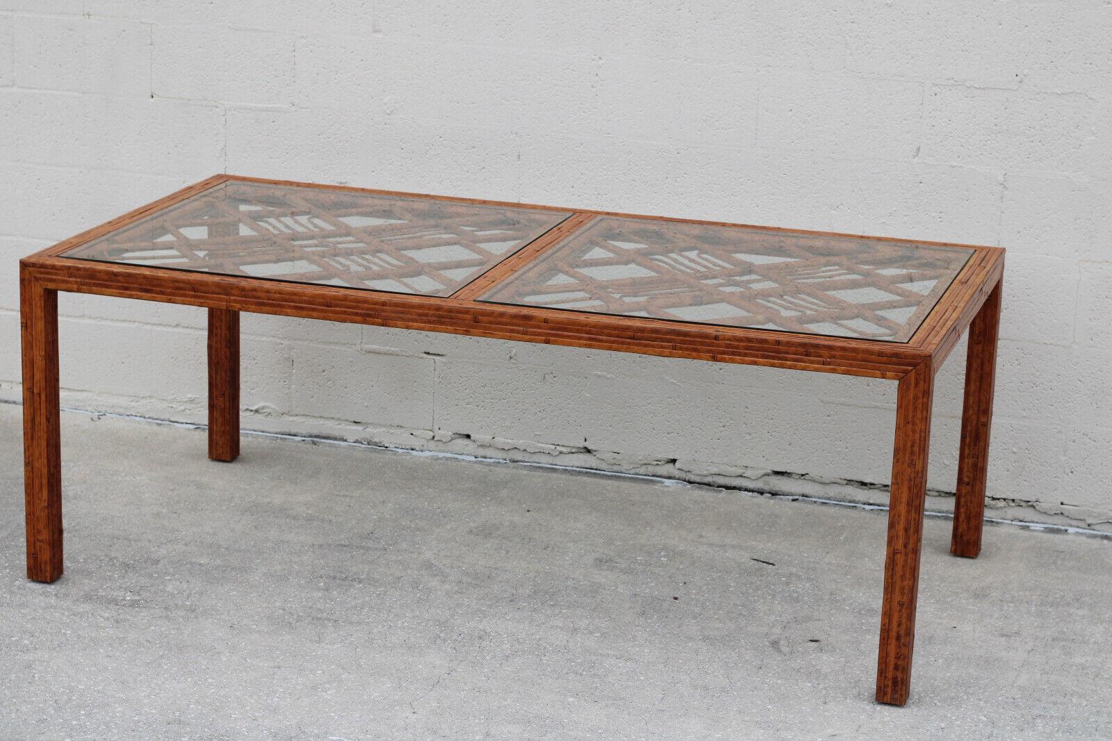 Vintage Brighton Style Tortoiseshell Bamboo Dining Table For Sale 13