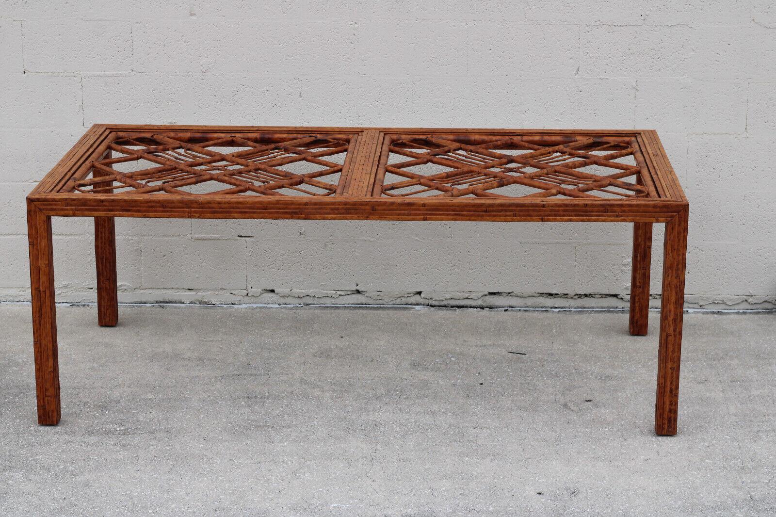 Hand-Crafted Vintage Brighton Style Tortoiseshell Bamboo Dining Table For Sale