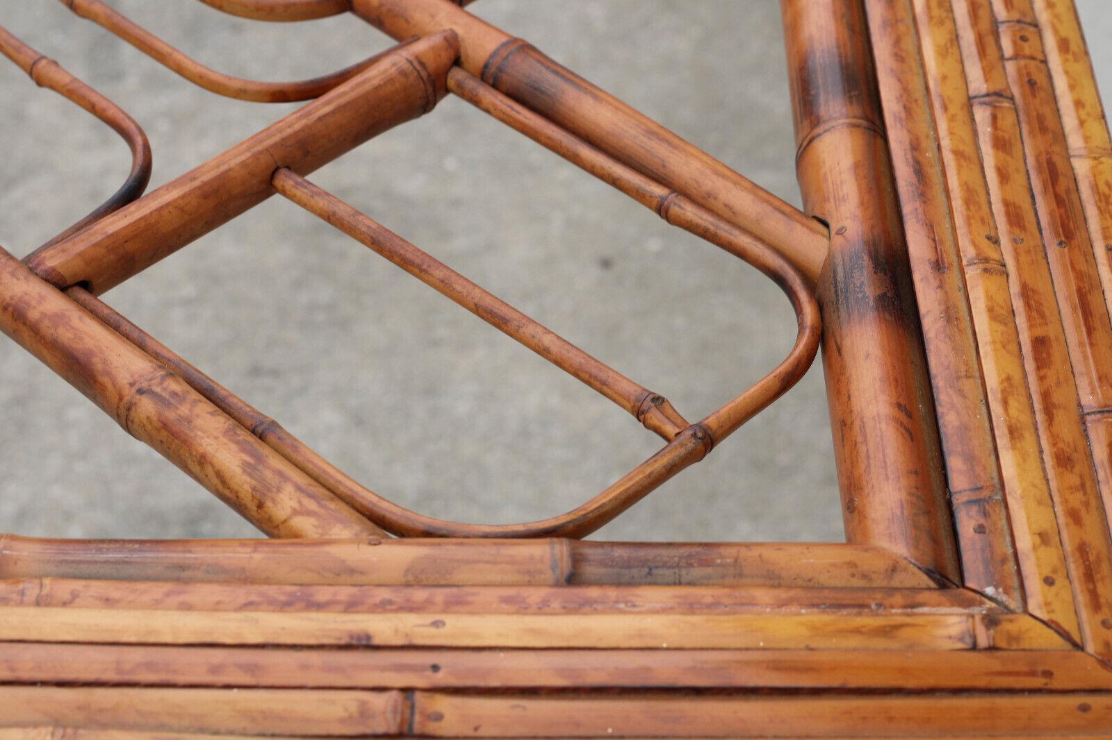 Vintage Brighton Style Tortoiseshell Bamboo Dining Table In Good Condition For Sale In Vero Beach, FL