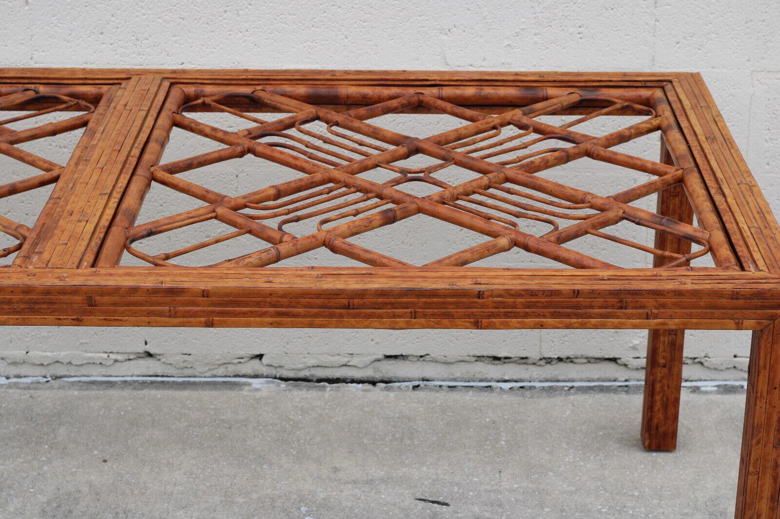 20th Century Vintage Brighton Style Tortoiseshell Bamboo Dining Table For Sale