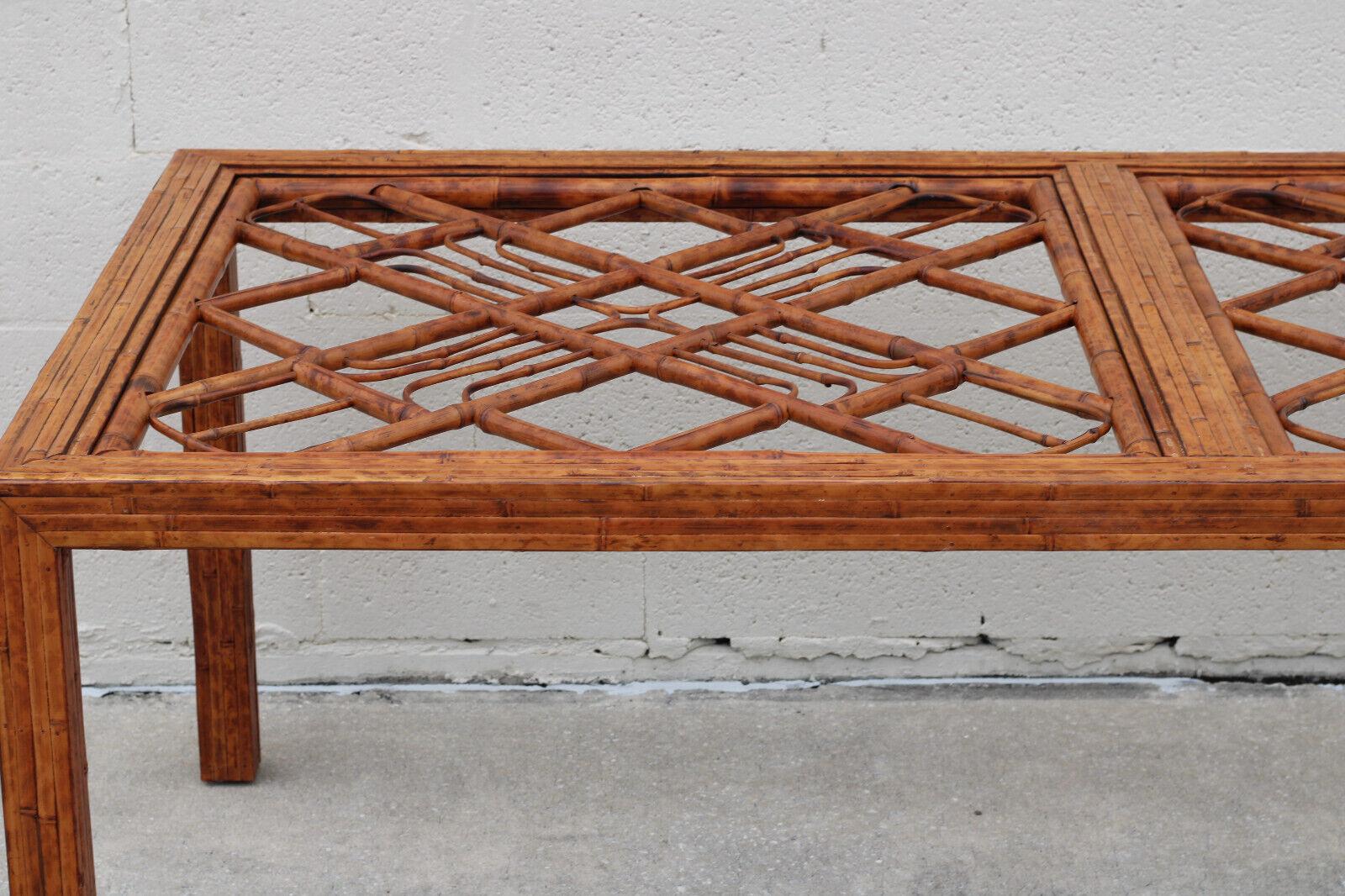 Vintage Brighton Style Tortoiseshell Bamboo Dining Table For Sale 1
