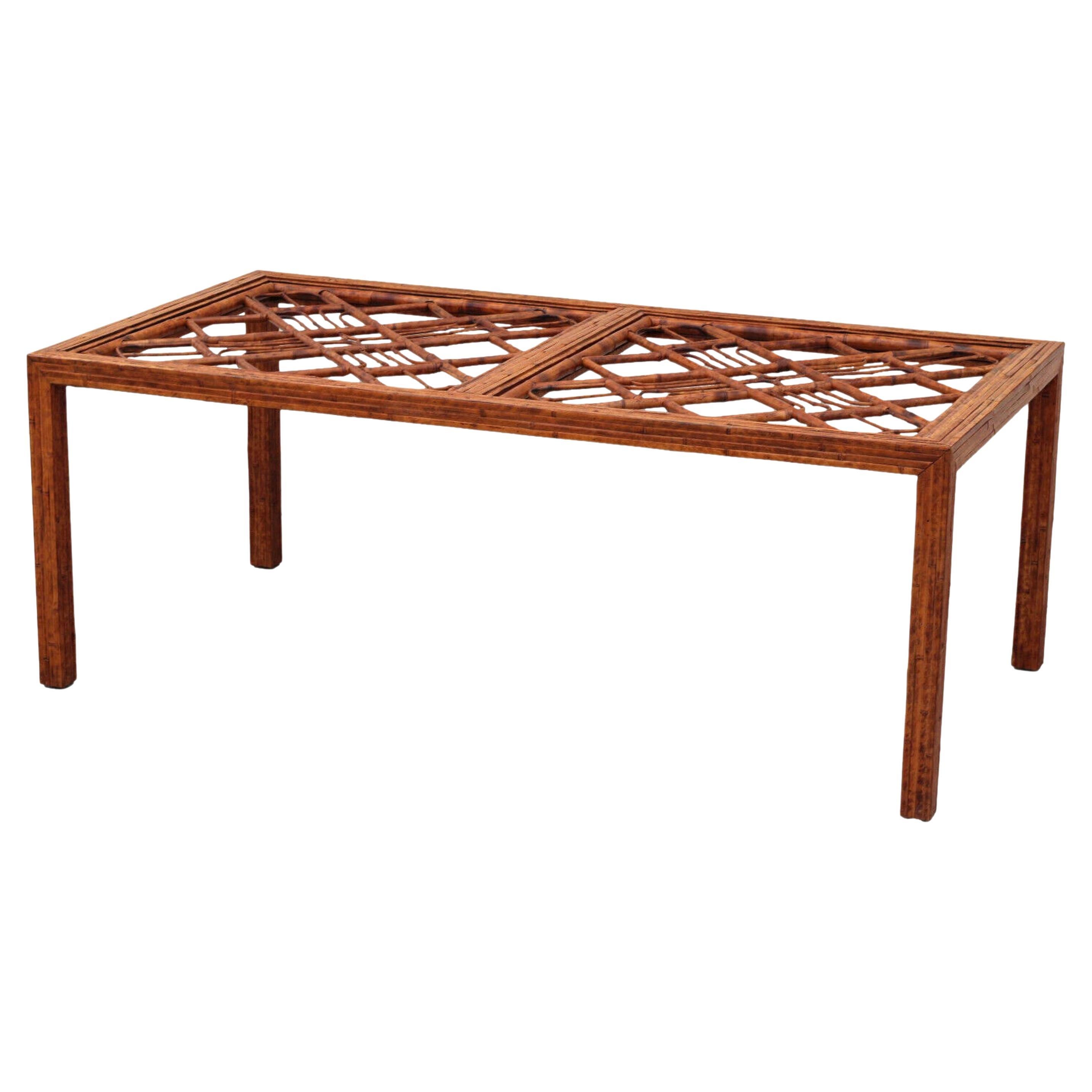 Vintage Brighton Style Tortoiseshell Bamboo Dining Table For Sale