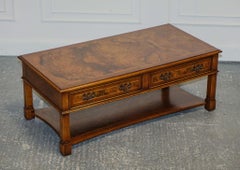 VINTAGE BRIGHTS OF NETTLEBED BURR WALNUT COFFEE TABLE WiTH TWO DEEP DRAWERS