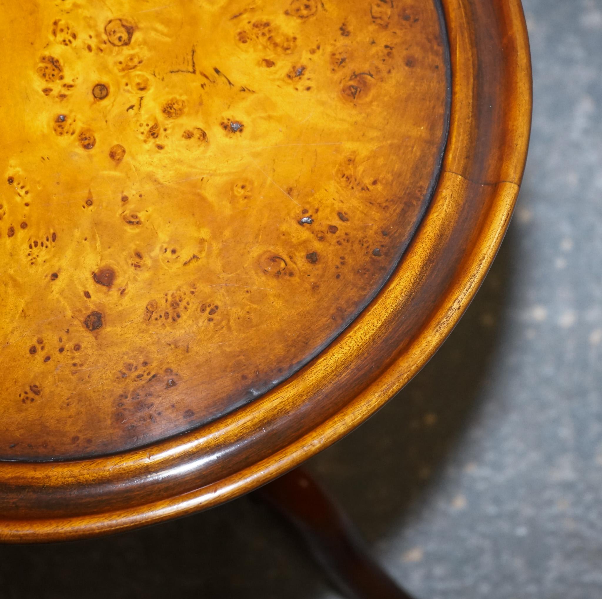 VINTAGE BRIGHTS OF NETTLEBED BURR WALNUT SIDE END WiNE TABLE For Sale 2