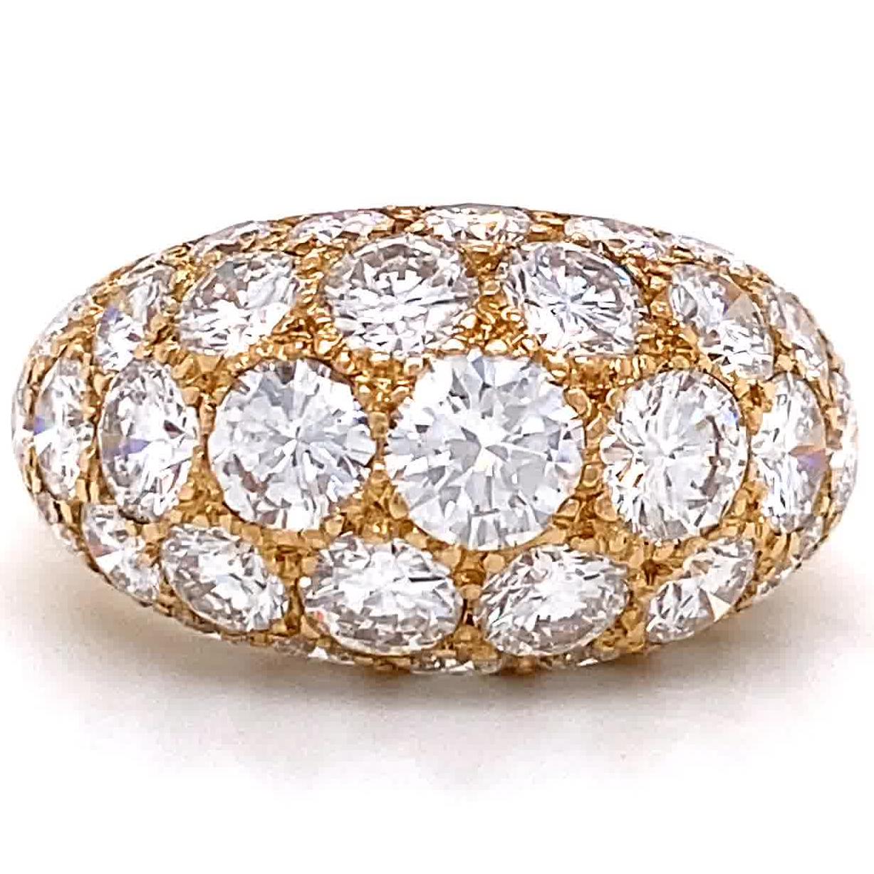 Round Cut Vintage Brilliant Cut Diamond 18 Karat Yellow Gold Oscar Heyman Dome Ring